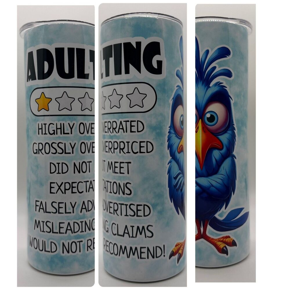 NEW ADULTING 20 oz. Stainless Steel Tumbler w/Straw Set & Silicone Tip